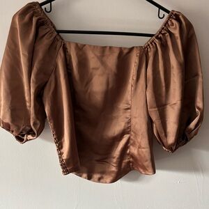 Ro & De Bronze Crop Top Puffer Sleeve xs